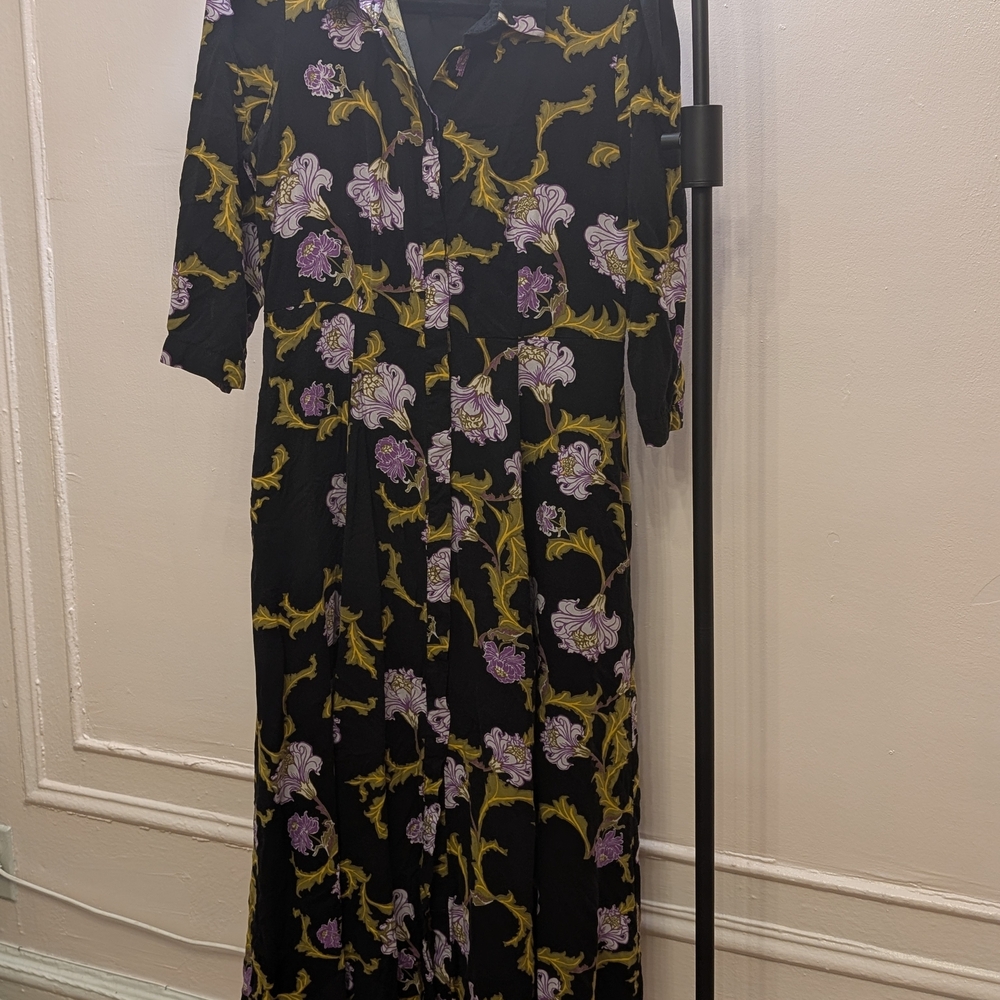 Eva Mendes for New York & Company Black and Purple Floral Dress
